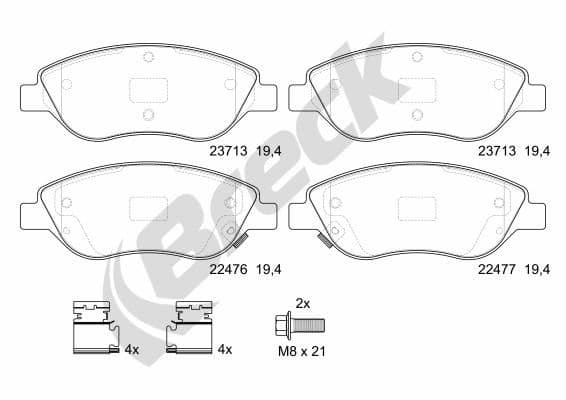 set placute frana,frana disc BRECK 22476 00 701 00