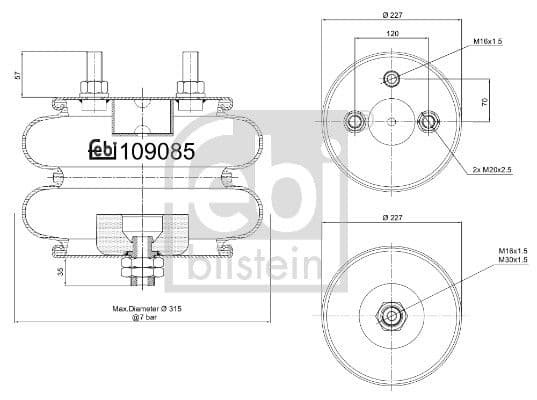 Burduf, suspensie pneumatica FEBI BILSTEIN 109085