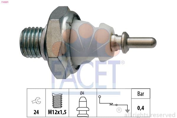 Senzor presiune ulei FACET Made in Italy - OE Equivalent 7.0221