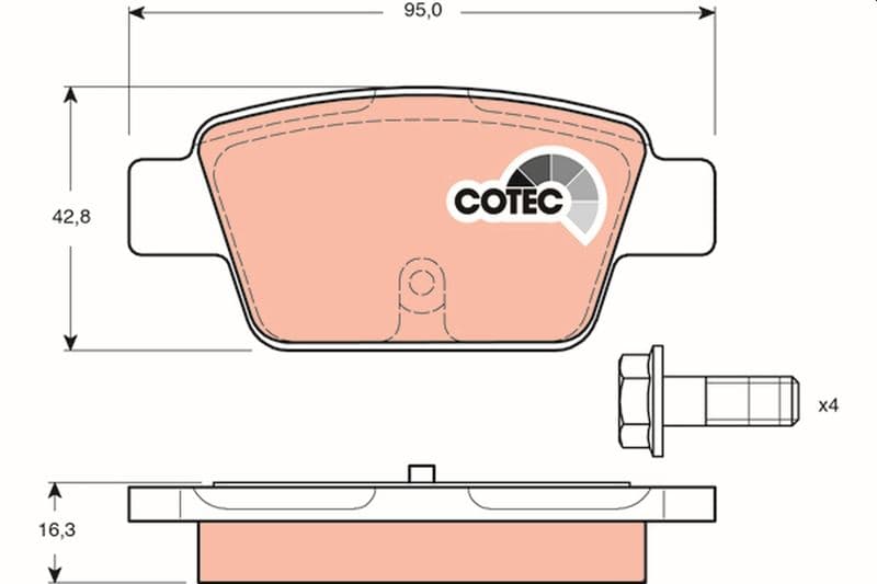 set placute frana,frana disc TRW COTEC GDB1485