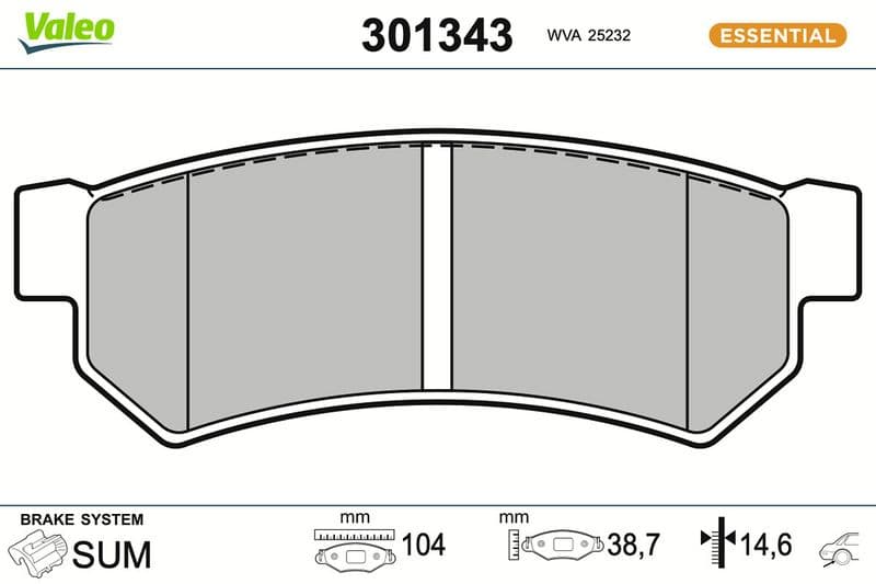 set placute frana,frana disc VALEO ESSENTIAL 301343