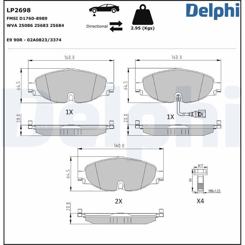 set placute frana,frana disc DELPHI LP2698