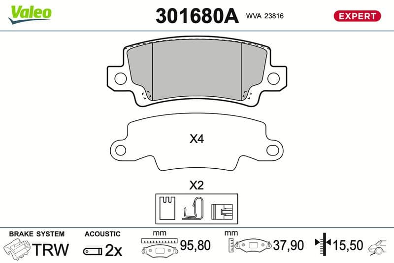 set placute frana,frana disc VALEO 301680A