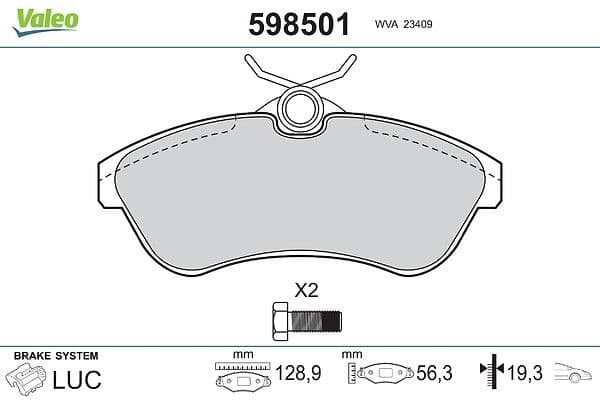 set placute frana,frana disc VALEO 598501