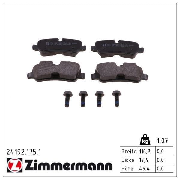 set placute frana,frana disc ZIMMERMANN 24192.175.1