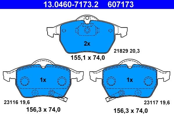 set placute frana,frana disc ATE 13.0460-7173.2