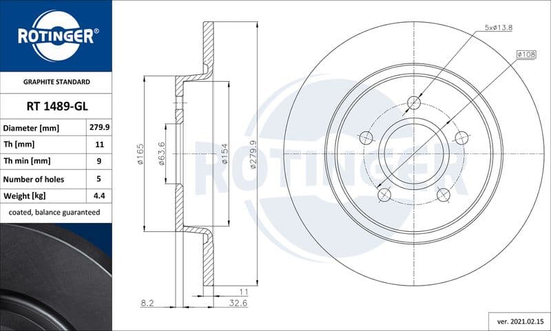Disc frana ROTINGER GRAPHITE LINE RT 1489-GL