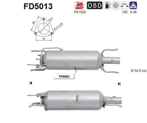 Filtru funingine/particule, sist.de esapament AS-PL FD5013