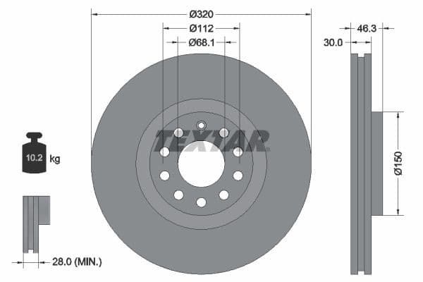 Disc frana TEXTAR PRO+ 92106705
