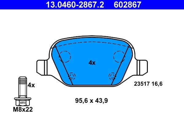 set placute frana,frana disc ATE 13.0460-2867.2