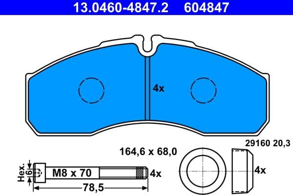 set placute frana,frana disc ATE 13.0460-4847.2