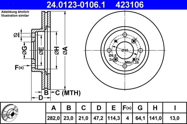 Disc frana ATE 24.0123-0106.1