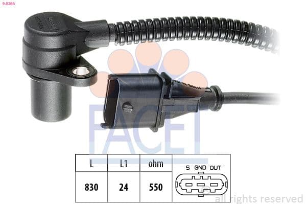 Senzor impulsuri, arbore cotit FACET 9.0266