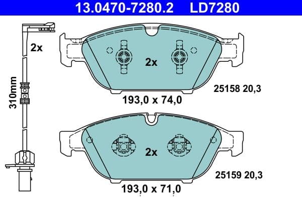 set placute frana,frana disc ATE Ceramic 13.0470-7280.2