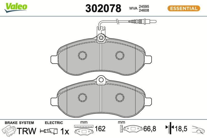 set placute frana,frana disc VALEO ESSENTIAL 302078