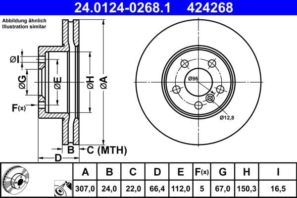 Disc frana ATE 24.0124-0268.1
