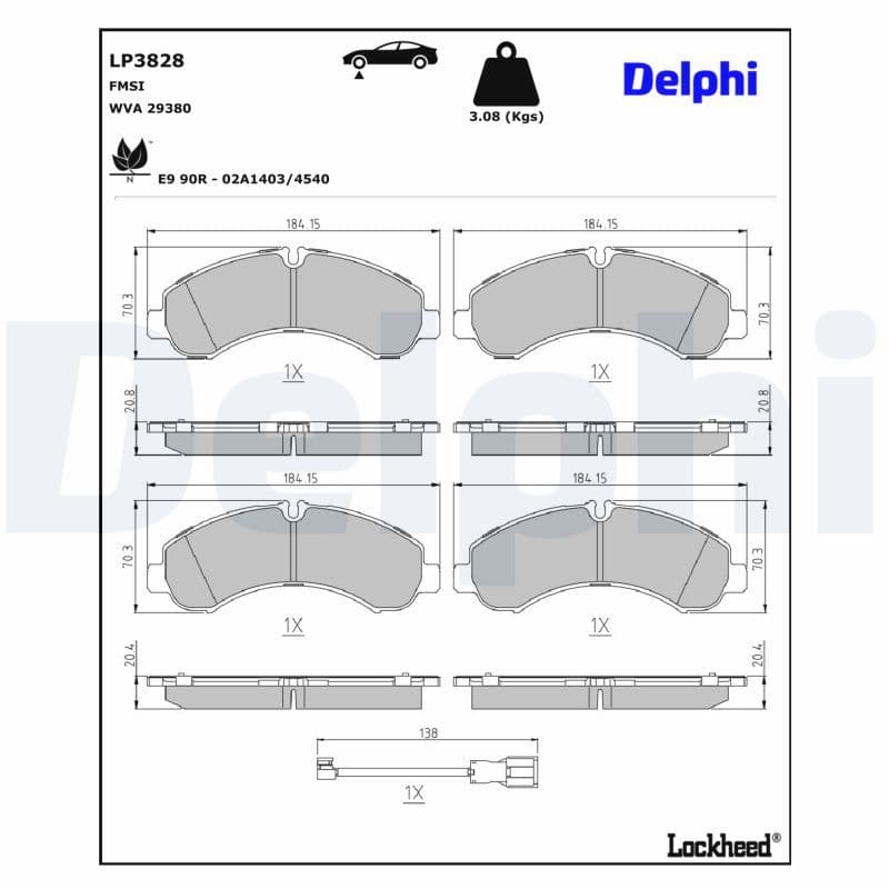 set placute frana,frana disc DELPHI LP3828