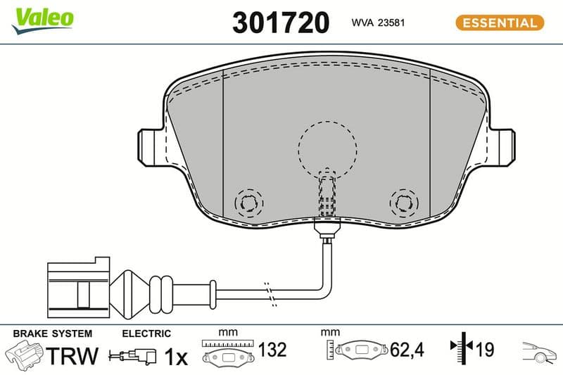 set placute frana,frana disc VALEO ESSENTIAL 301720