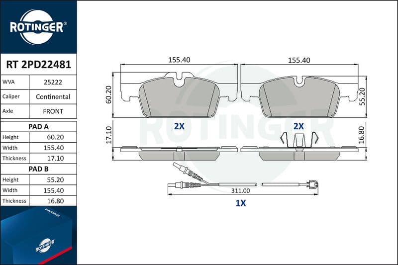 set placute frana,frana disc ROTINGER RT 2PD22481