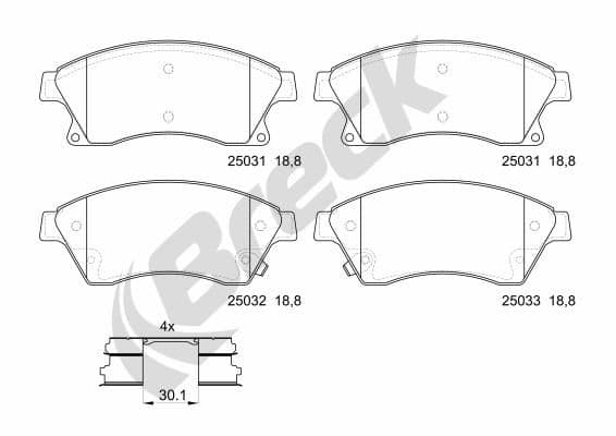 set placute frana,frana disc BRECK 25031 00 701 00