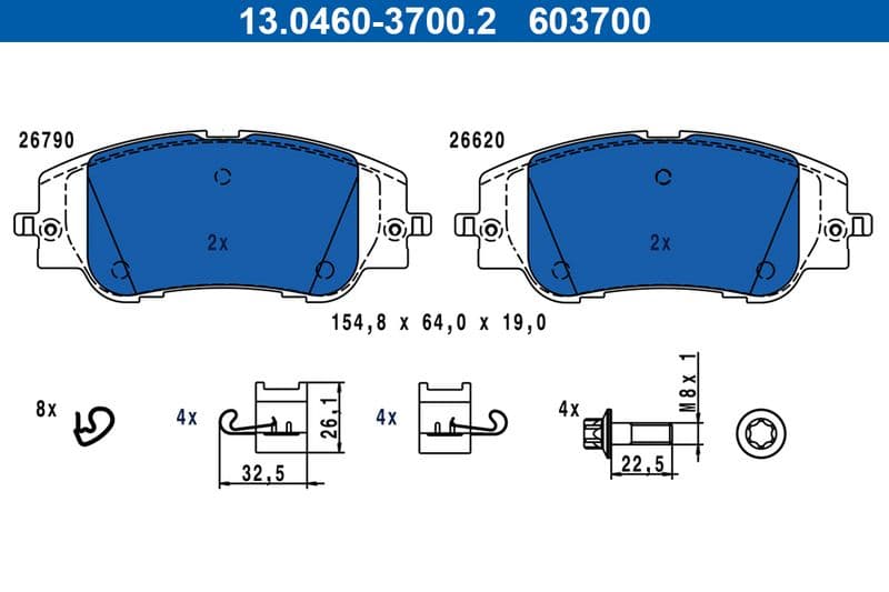 set placute frana,frana disc ATE 13.0460-3700.2