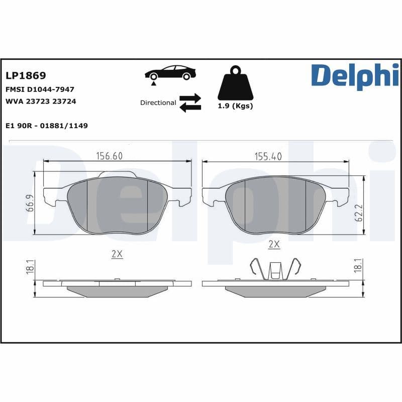 set placute frana,frana disc DELPHI LP1869
