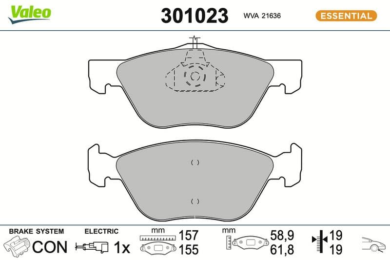set placute frana,frana disc VALEO ESSENTIAL 301023