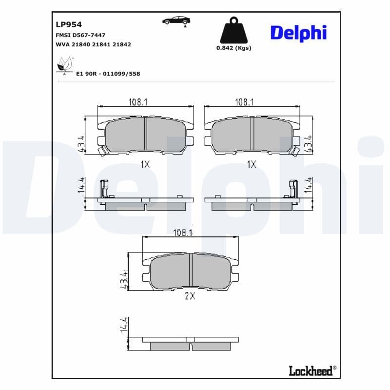 set placute frana,frana disc DELPHI LP954