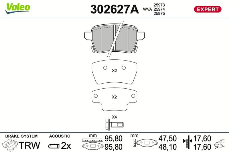 set placute frana,frana disc VALEO 302627A
