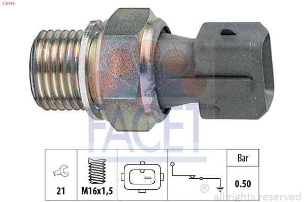 Senzor presiune ulei FACET Made in Italy - OE Equivalent 7.0116