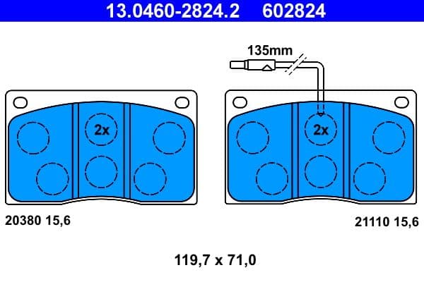 set placute frana,frana disc ATE 13.0460-2824.2