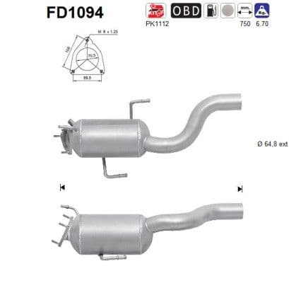 Filtru funingine/particule, sist.de esapament AS-PL FD1094