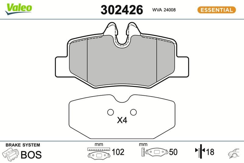 set placute frana,frana disc VALEO ESSENTIAL 302426