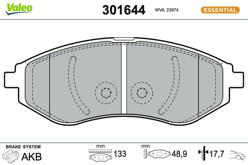 set placute frana,frana disc VALEO ESSENTIAL 301644