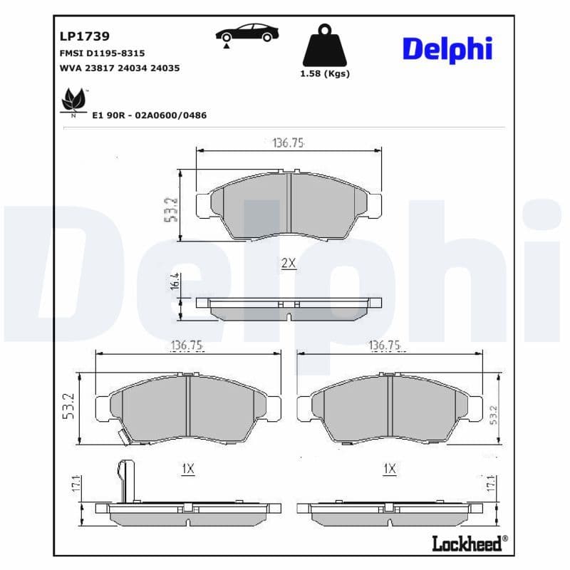 set placute frana,frana disc DELPHI LP1739