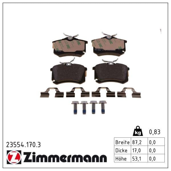 set placute frana,frana disc ZIMMERMANN 23554.170.3
