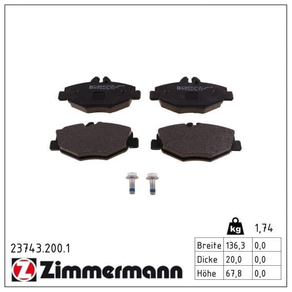 set placute frana,frana disc ZIMMERMANN 23743.200.1