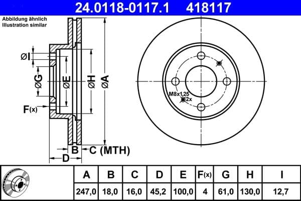 Disc frana ATE 24.0118-0117.1