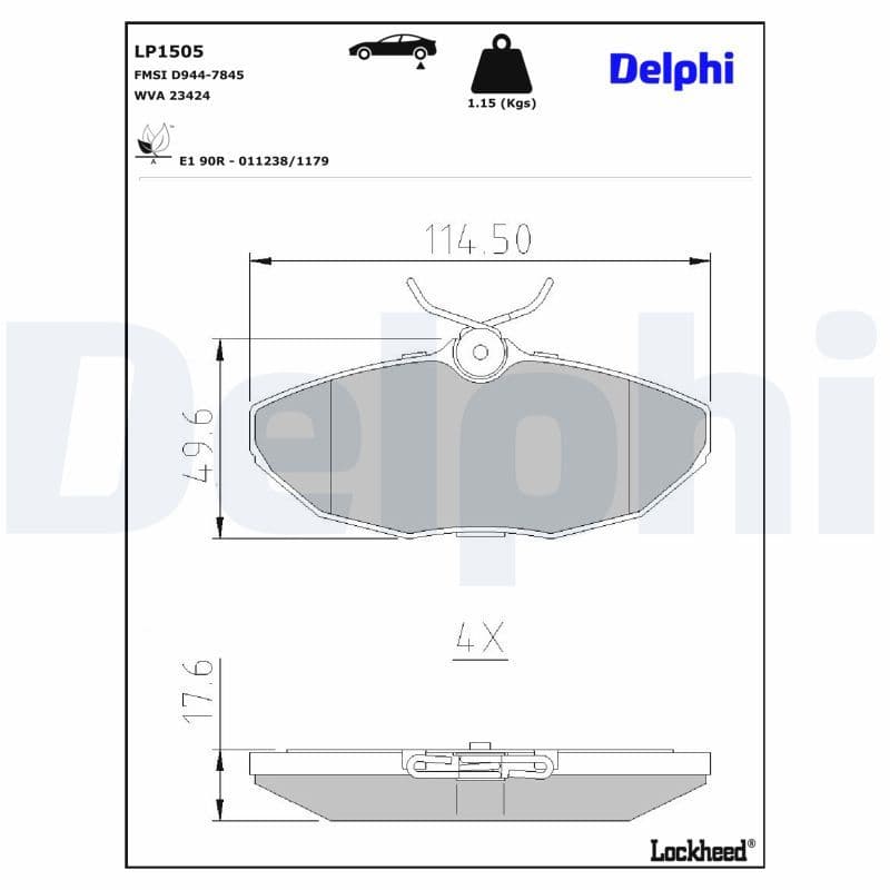 set placute frana,frana disc DELPHI LP1505