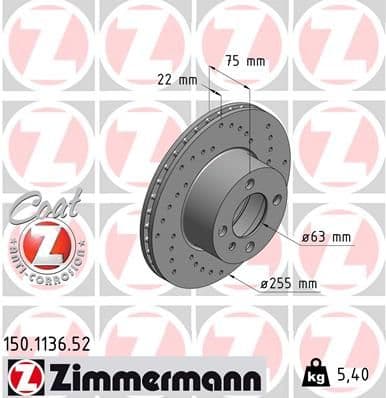 Disc frana ZIMMERMANN SPORT Z 150.1136.52