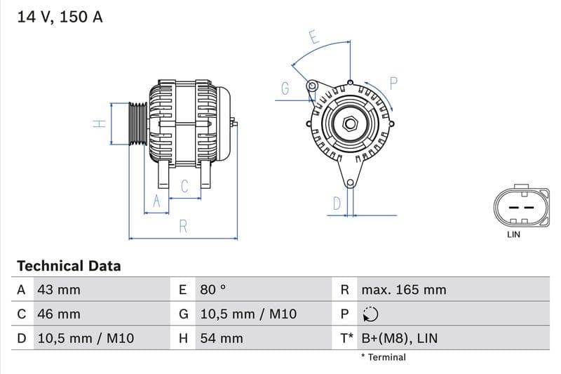 Generator / Alternator BOSCH 0 986 081 190