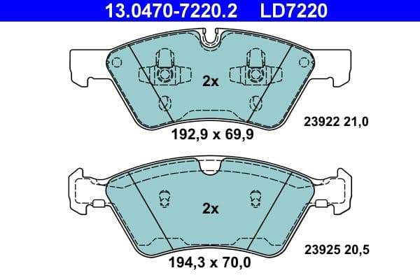 set placute frana,frana disc ATE Ceramic 13.0470-7220.2