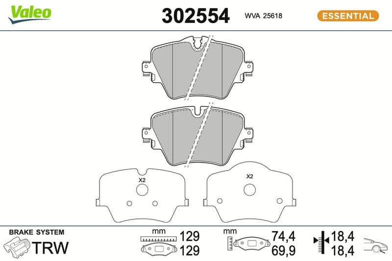 set placute frana,frana disc VALEO 302554