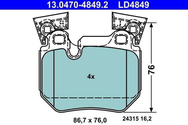 set placute frana,frana disc ATE Ceramic 13.0470-4849.2