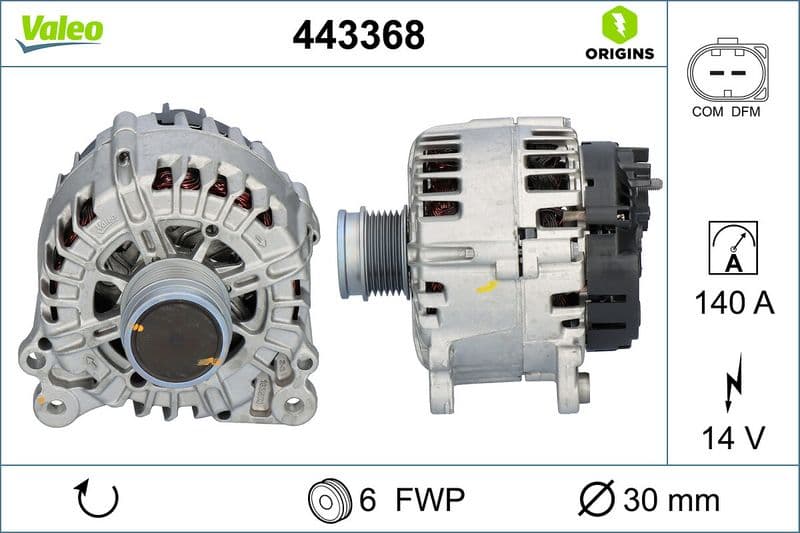 Generator / Alternator VALEO ORIGINS NEW OE TECHNOLOGY 443368