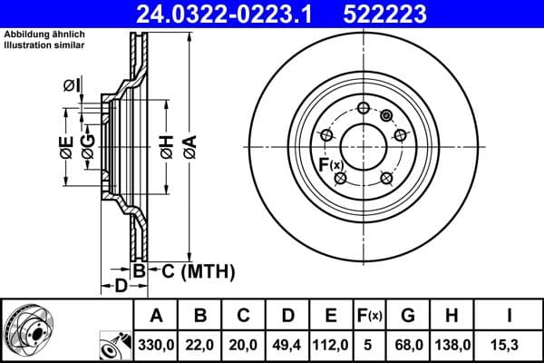 Disc frana ATE PowerDisc 24.0322-0223.1