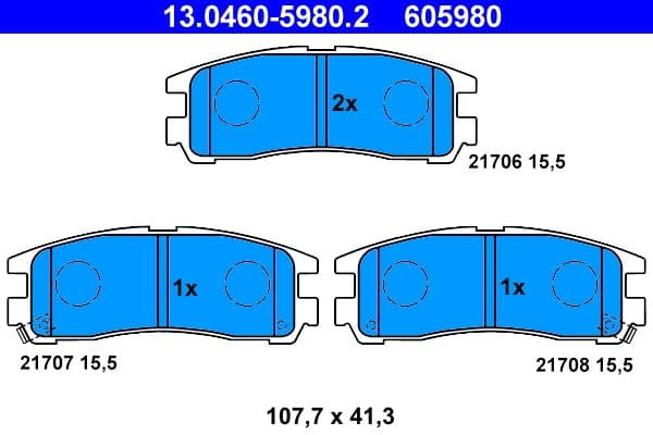 set placute frana,frana disc ATE 13.0460-5980.2