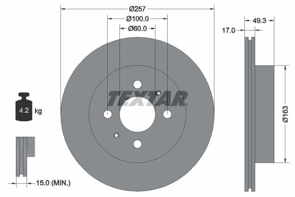 Disc frana TEXTAR 92131200