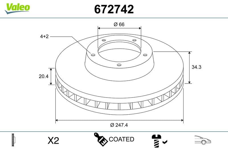 Disc frana VALEO COATED 672742