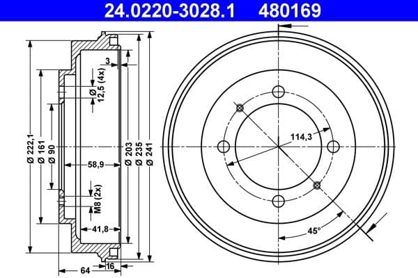 Tambur frana ATE 24.0220-3028.1